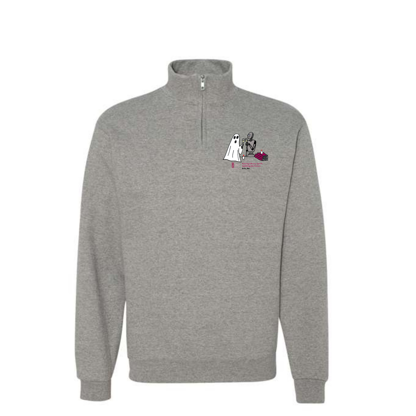 PaLA: Raising Library Spirits Grey Quarter Zip Sweatshirt