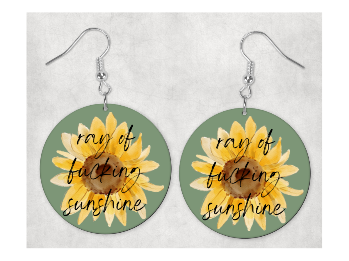 Sweary Earrings: Ray of Fucking Sunshine