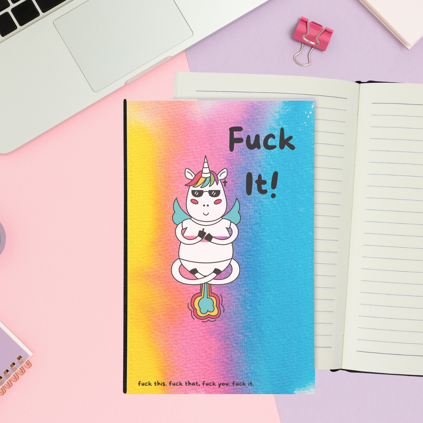 Noted: Fuck It Unicorn Linen Lined Notebook