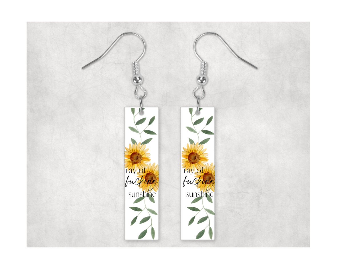 Sweary Bar Earrings: Ray of Fucking Sunshine
